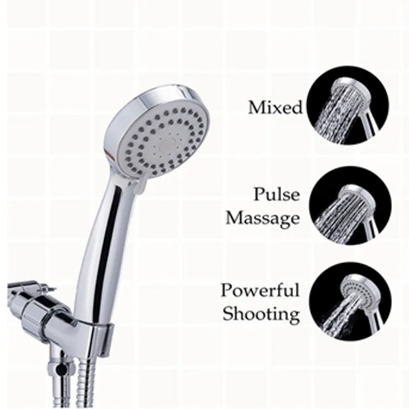 

Handheld High Pressure 3 way Chrome Wall Mounted Shower Head Flexible With Stainless Steel Hose Angle Adjustable Bracket