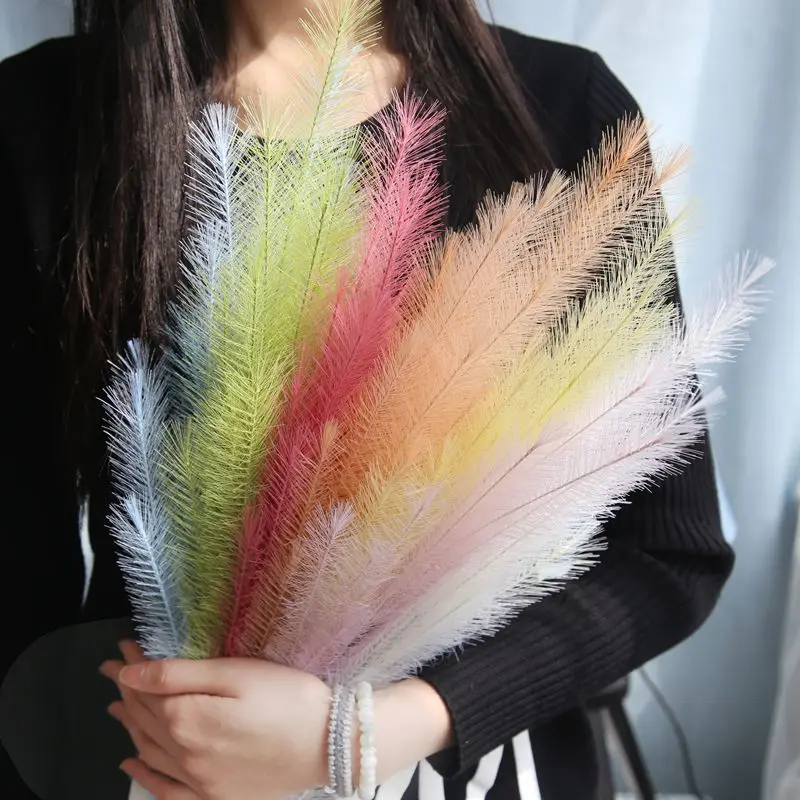 

1PCS simulation plush grass white feather grass artificial flower wedding decoration for home garden table accessories SF26145