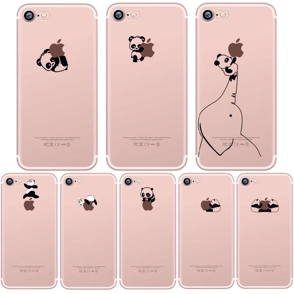 Hot Cute Panda Cartoon Animal Funny Lovely Elephant Case for iphone 5s 7 6 6s plus 5 SE Transparent Silicon Soft TPU Phone Coque