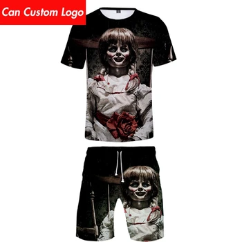 

2019 Annabelle two piece set tshirt and shorts Harajuku men Annabelle t shirt streetwear harajuku Short Sleeve Plus Size