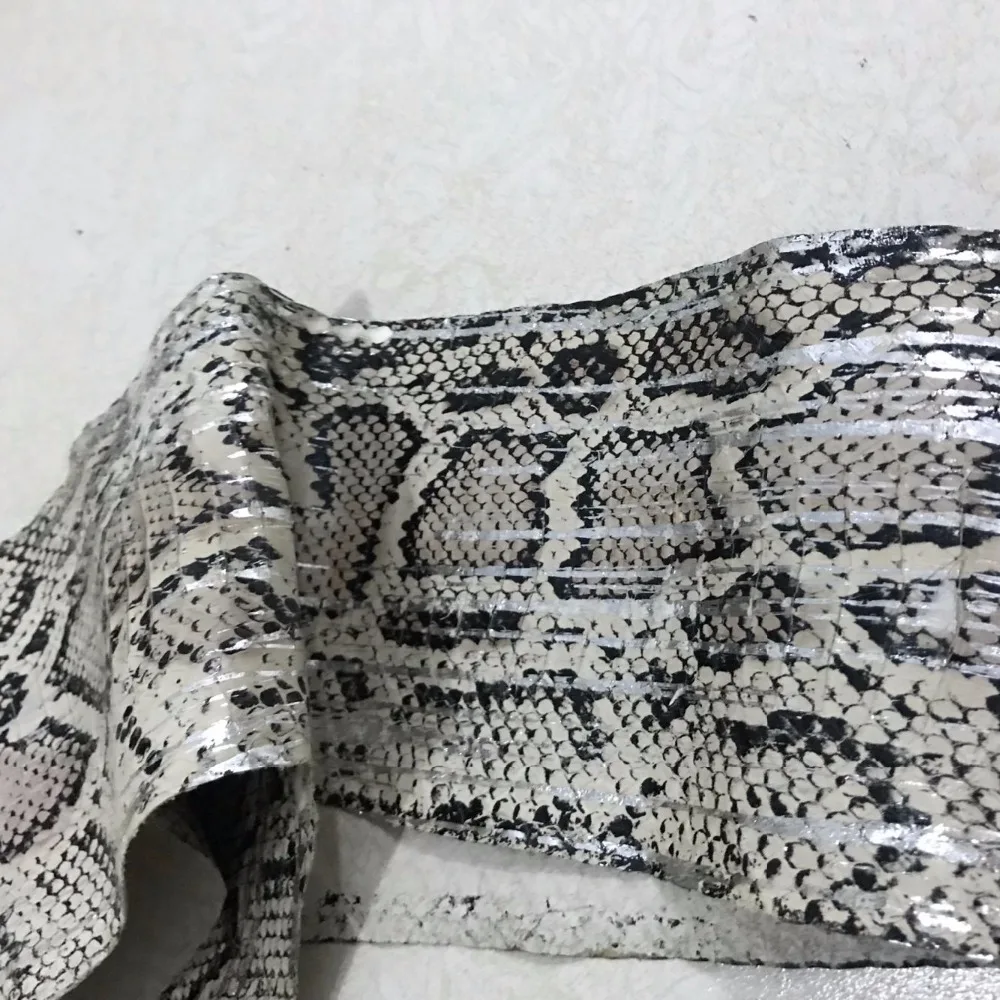 WS009 Genuine snake leather for belt shoe, black and gray color snake