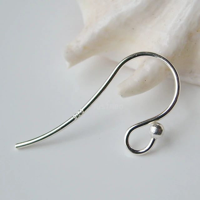 ear hook,24*0.8mm solid 925 sterling silver earring wire hooks