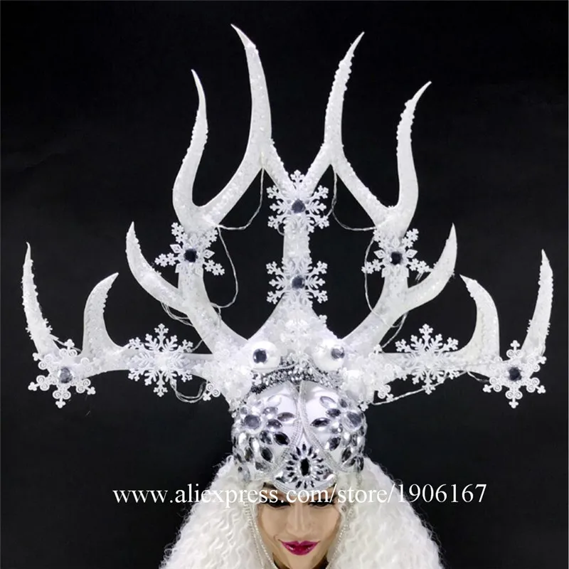 Nightclubs DS White Christmas Antlers Queen Costumes Christmas Party Costumes1