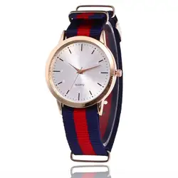 Минималистичные часы нейлоновые полосатые ремешок для девочек модные кварцевые наручные часы популярные часы femme 2018 женские подарки для