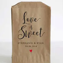 Изготовленный На Заказ Love Is Sweet попкорн конфеты шведского стола лечения мешков для дня рождения и свадьбы для новобрачных, вечеринка в честь новорождённого пекарня печенья подарочные сувениры пакетов