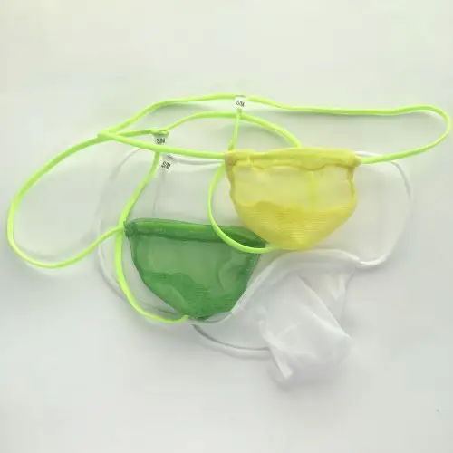 

mens sexy narrow string mini pouch thong G3457 Poly Mesh net C-thru