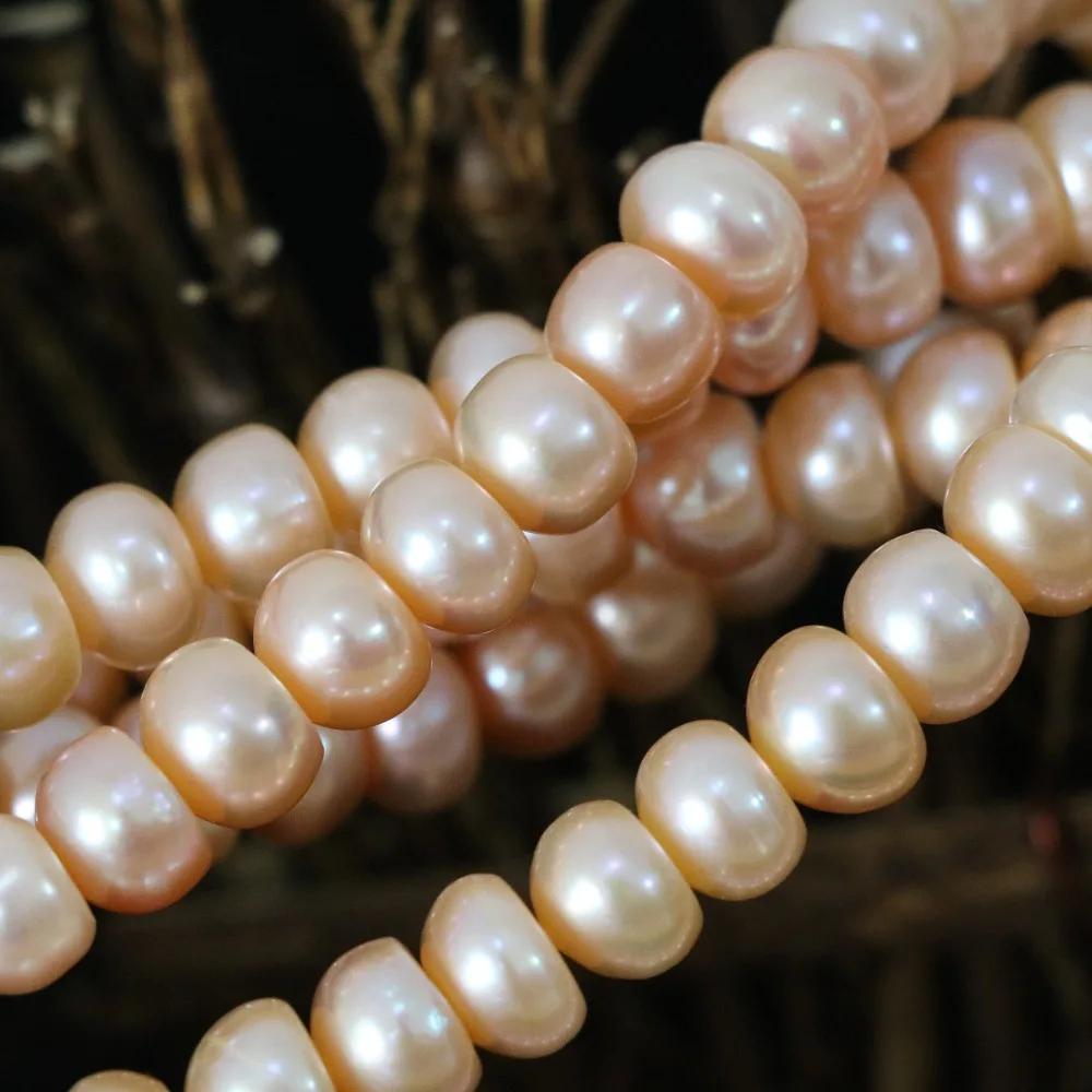 

Natural cultured freshwater orange pearl abacus loose beads beauty gift fashion diy High grade jewelry 15inch B1388