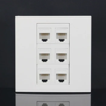

Six Ports 86mm cat6 Keystone Wall Plate Faceplate Rj45 jack Modular Face Plate Socket Rj45 Wall Socket Panel White