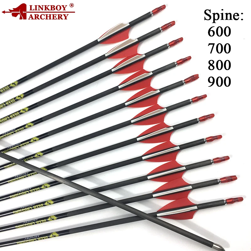 12pcs Linkboy Archery Pure Carbon Arrows ID4.2mm1.75inch Vanes Pin