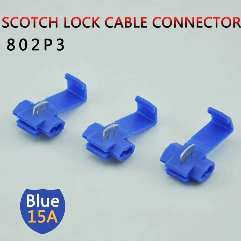 

10pcs/lot 802P3 Blue Scotch Lock Quick Splice Crimp Terminal G14 18-14 AWG Hard Soft 0.75-2.5 Wire Connector