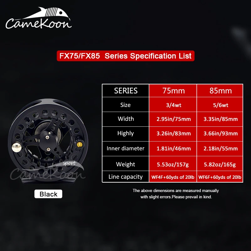 CAMEKOON Fly Fishing Reel 3/4wt 5/6wt Large Arbor Aluminum Light Weight Fly Reel Hand-Changed Fishing Reel