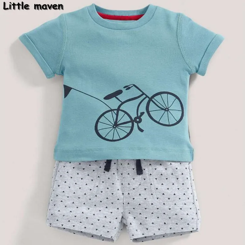 Little maven brand children clothing 2017 new summer baby boy clothes bicycle children s cotton sets