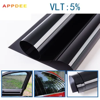 

50x300CM/Lot Non-toxic Dark Black Car Window Tint Film Glass VLT 5% Roll 2PLY Car Auto House Commercial Solar Protection Summer