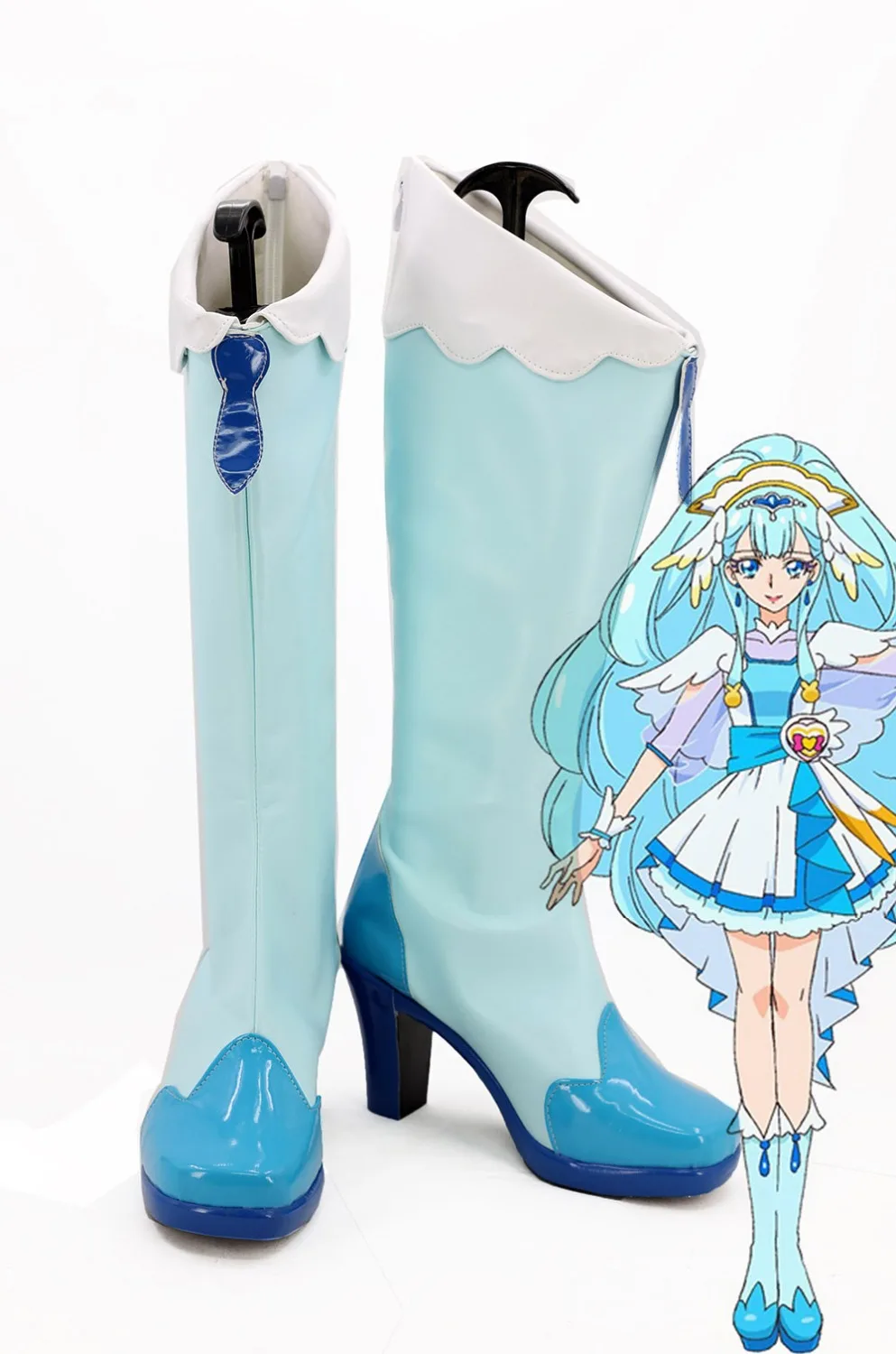 Hugtto-Pretty-Cure-Cure-Ange-Cosplay-Boots-Blue-Shoes-Custom-Made