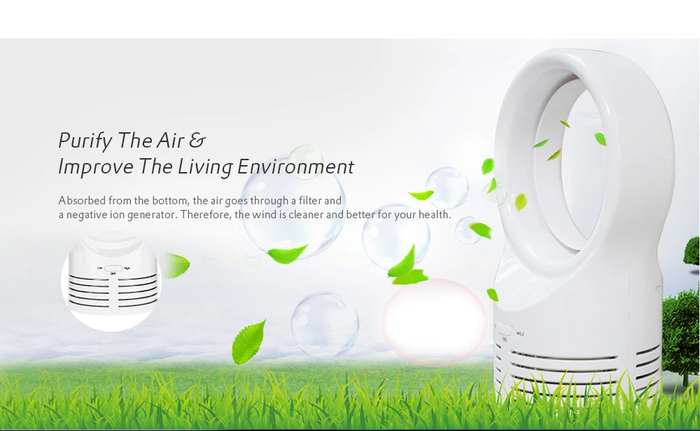 Mini Portable USB Cooling Bladeless Fan Air Purifier for Home Office