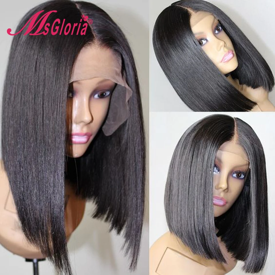 Парики из натуральных волос на фронтальной части короткие прямые прямые|wigs for