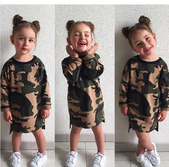 

Camouflage Kids girls T shirt Short sleeve children t shirts for girl top clothes clothing Summer Spring Dresses