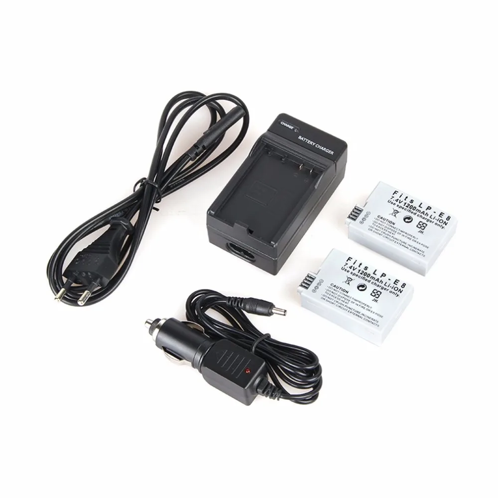 LP E5 1200mAh 7.4V LI ION Camera Battery(2 pack)&Charger Kit for Canon