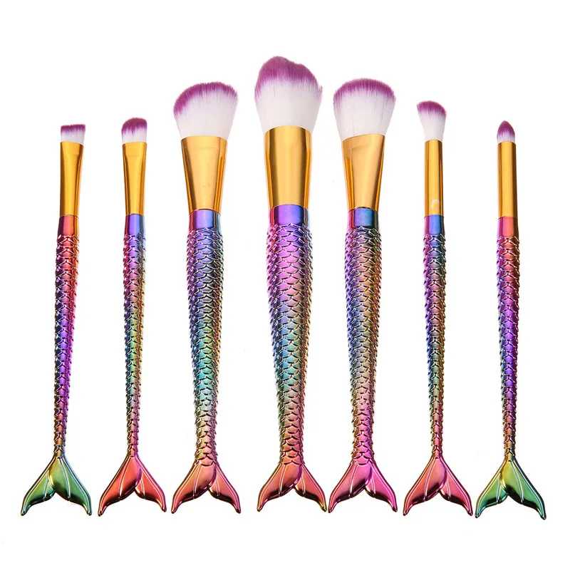 

Hot Sale 5/7/set Blush Foundation Cosmetic Brush Mermaid Tail Shape Blending Brush Makeup Beauty Contour Brush Maquiagem