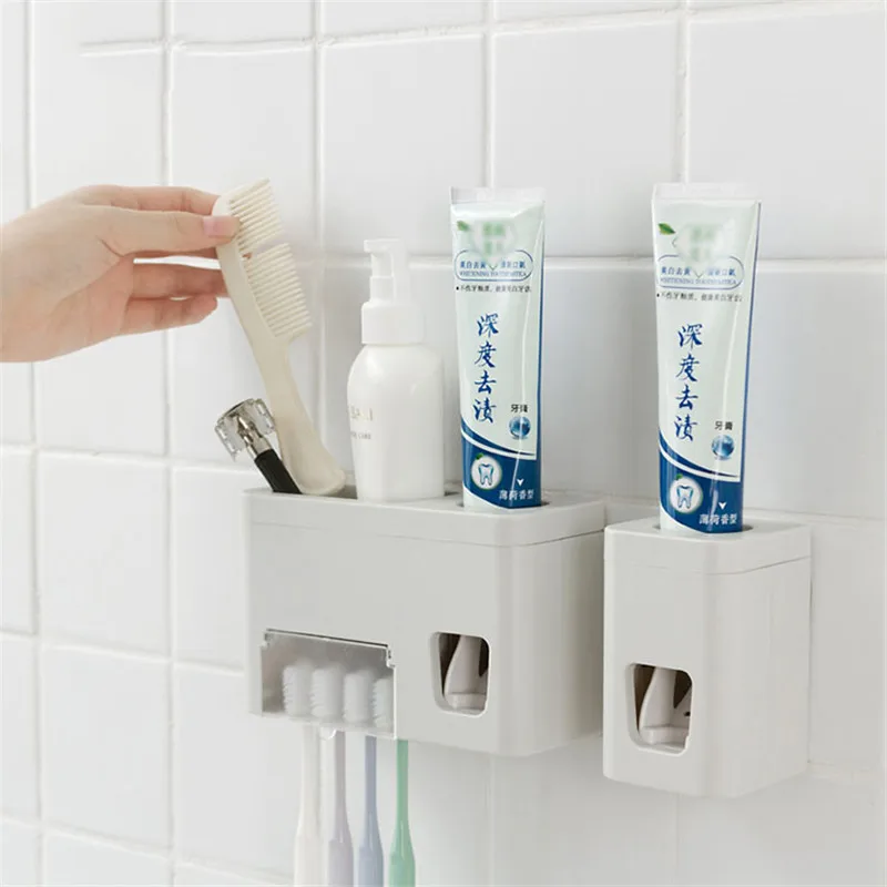 Простой/многофункциональный набор для мытья ванной комнаты стакан настенный автоматический соковыжималка для зубной пасты диспенсер с держателем для зубной щетки набор