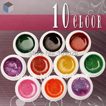 

10 Colors UV Color Gel False Nail Art Set New Free shipping