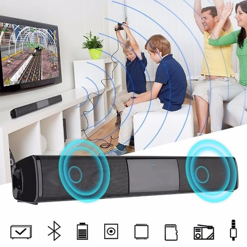 Bluetooth динамик звуковая панель беспроводной 3D стерео объемный звук музыка ТВ компьютер Bluetooth динамик s поддержка 3,5 мм TF USB(черный