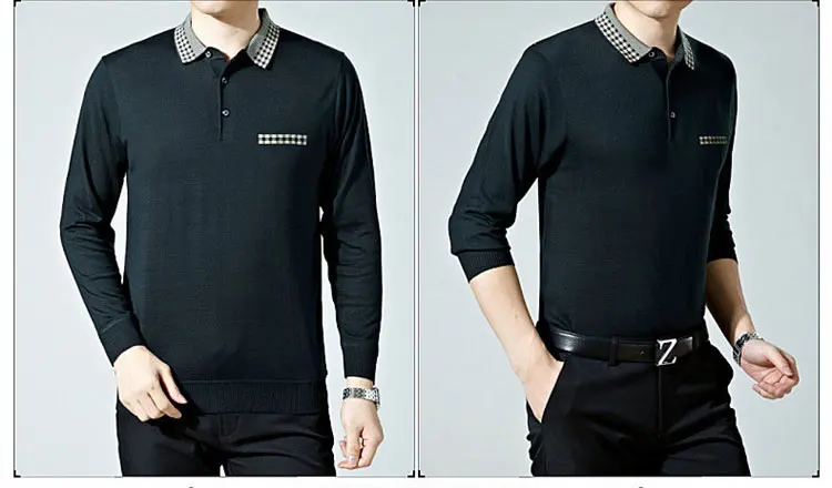 Модная деловая мужская полосатая рубашка с длинными рукавами Мужская брендовая одежда свитер с отложным воротником мужские свитера XL XXL