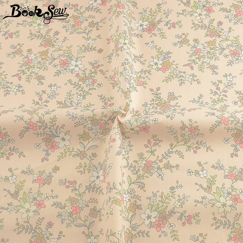 

Booksew 100% Cotton Twill Meter Textiles Fabric Floral Printed Orange Dense Cloth Telas De Algodon Para Patchwork Sewing Tecido