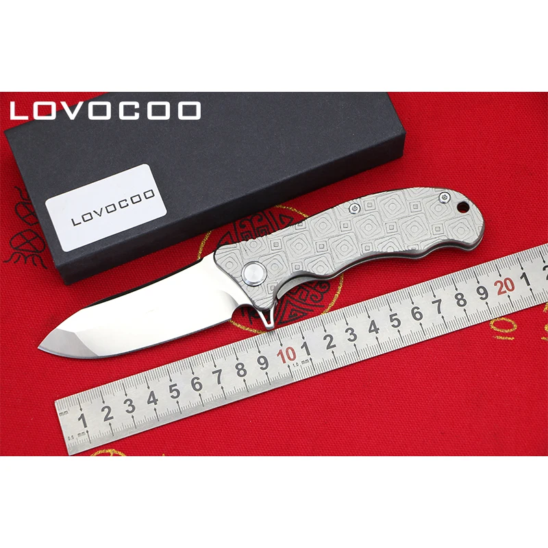 

LOCOVOO ST-58 New arrival D2 blade Titanium handle Flipper folding knife Outdoor camping hunting Survival pocket knives EDC tool