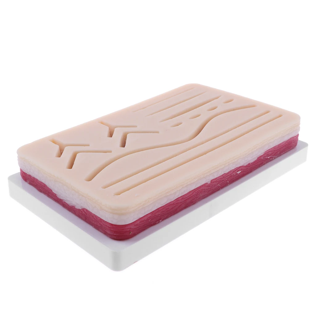

Large 17.5x12.5x2cm Durable 3-Layer Suture Pad Kit w/Assorted Wounds for Suturing Practice, Learning Resources