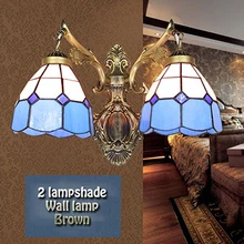 Средиземноморский настенный светильник 2 e27, коричневый, ретро гостиная свет, синий цвет витражи гладить фары, светильник спальня