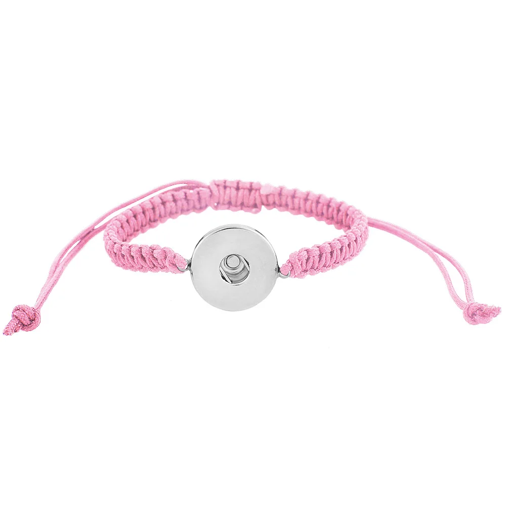 

2018 Newest snap Jewelry Handmade pink adjustable Rope bracelet Fit 18mm sap button for Girl Children Gifts