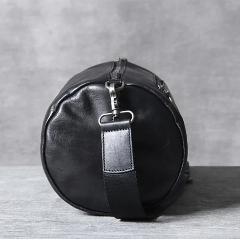 AETOO Casual head cowhide Barrel bag male leather retro simple fashion shoulder crossbody bag