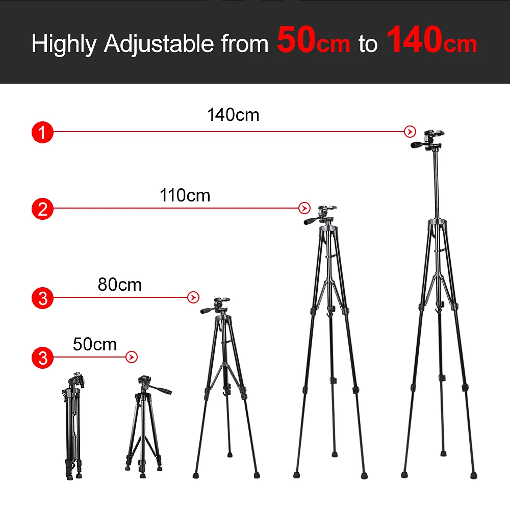 ZUOCHEN штатив для камеры 70 дюймов компактный легкий алюминиевый штатив с зажимом для телефона для смартфонов и DSLR Canon Nikon