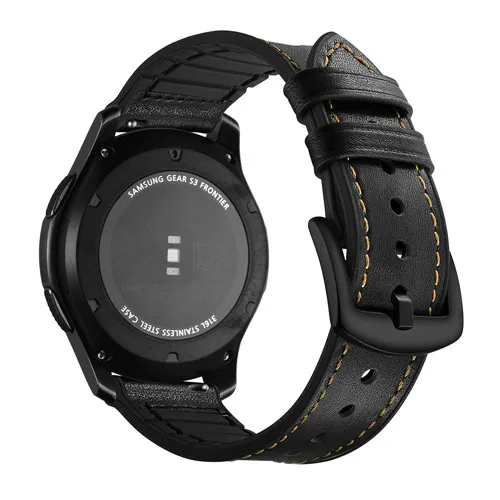 Gear S3 Frontier ремешок для samsung Galaxy watch 46 мм ремешок 22 мм кожаный браслет huawei watch GT Amazfit stratos 2/Pace S 3 46 - Цвет ремешка: black