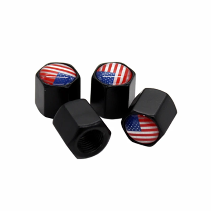 

HAUSNN 4Pcs/Pack Tire Stem Caps Tyre Accessories Valve Caps Car Styling USA US Flag Logo For Ford GMC Cadillac Chevrolet Dodge