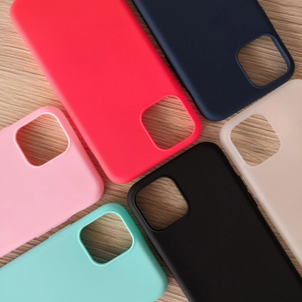 Матовый Силиконовый чехол карамельного цвета для iPhone 11 Pro Max 12 12mini задняя крышка
