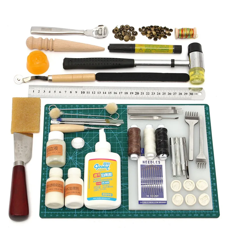 

1 Set Tools Leather Craft Tool Kit Leather Hand Sewing Tool Set for Sewing DIY Professional Leather Crafts Tool Supplies