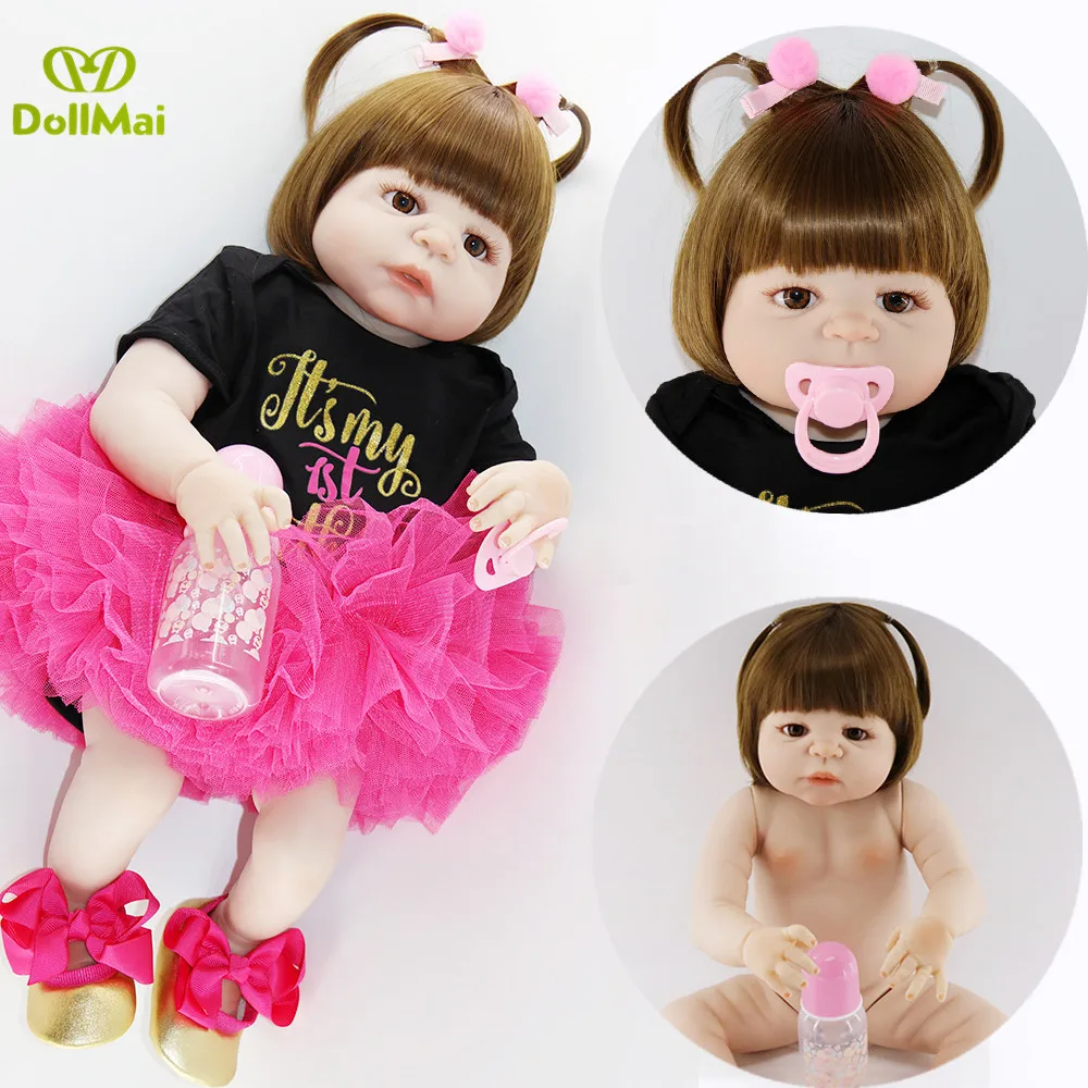 

Bebe real reborn full body vinyl silicone dolls toys 23"57cm pretty girl princess doll reborn can bathe child gift toy dolls