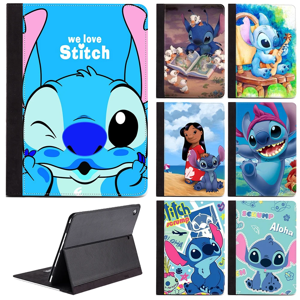 

Cute Cartoon Lilo & Stitch Baby Blue Funny PU Leather Tablet Case Cover For Apple iPad 2 3 4 Generations 9.7