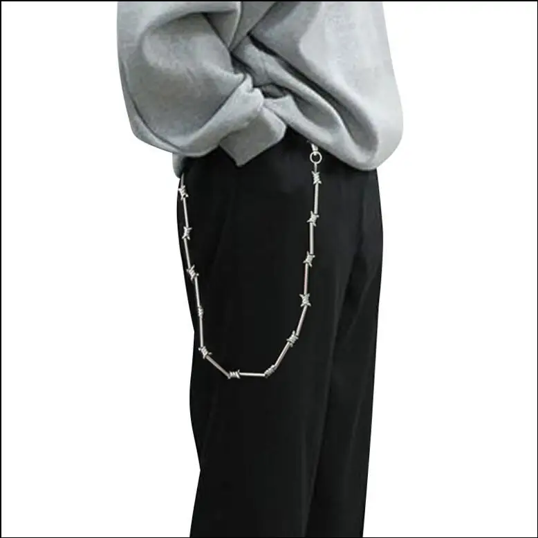 

Long Metal key Wallet Belt Chain Rock Punk Trousers Hipster Pant Jean Keychain silver Ring Clip Keyring Men's Hip Hop Jewelry