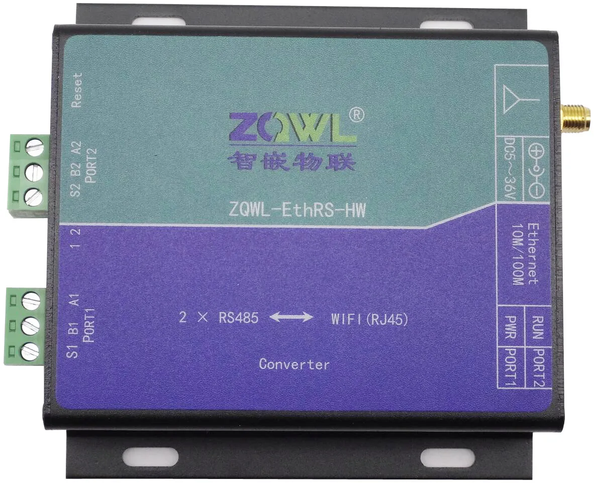 

WIFI Serial Port Server/2 RS485 Serial Port Transfer Network to Serial Port 485/TCP/RTU