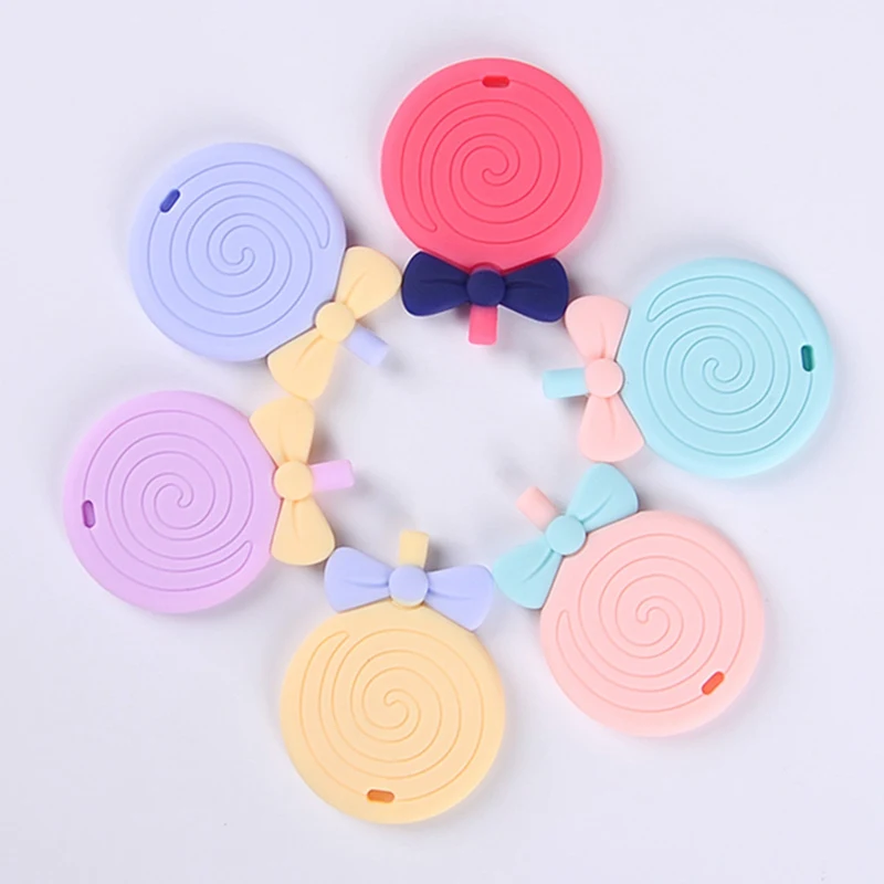 

1pc Lollipop Silicone Teethers Baby Teething Nursing Silicone Beads Necklace Pendant Food Grade Pacifier Chain Charm