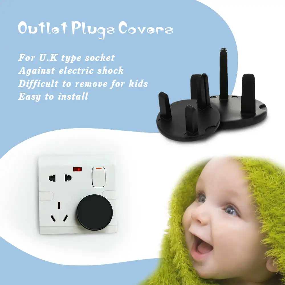 Irfora Baby Socket Cover 6Pcs//Pack Outlet Plugs Covers U.K Type Safety Socket Cover Electrical Protector Safety Caps For Baby Proofing Black
