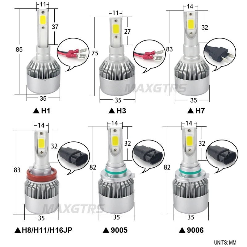 2x H1 H3 H7 H8 H11 9005 9006 HB4 HB3 881 COB Led 72W фары для Габаритные огни DRL фар преобразования дальнего света 6000K 3000K