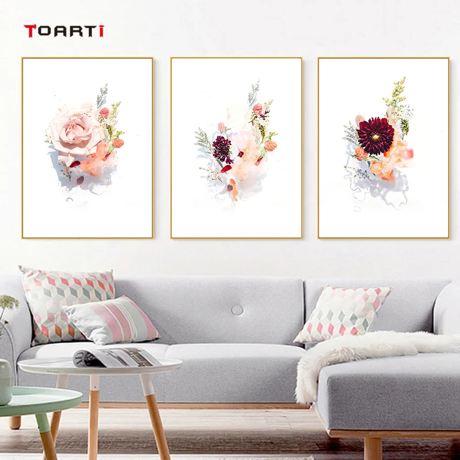 Gorgeous Blossom Drawing Wall Art Modern Realistic Painting Watercolor Prints Nordic Vintage Poster Living Room Decoration Mural (6)