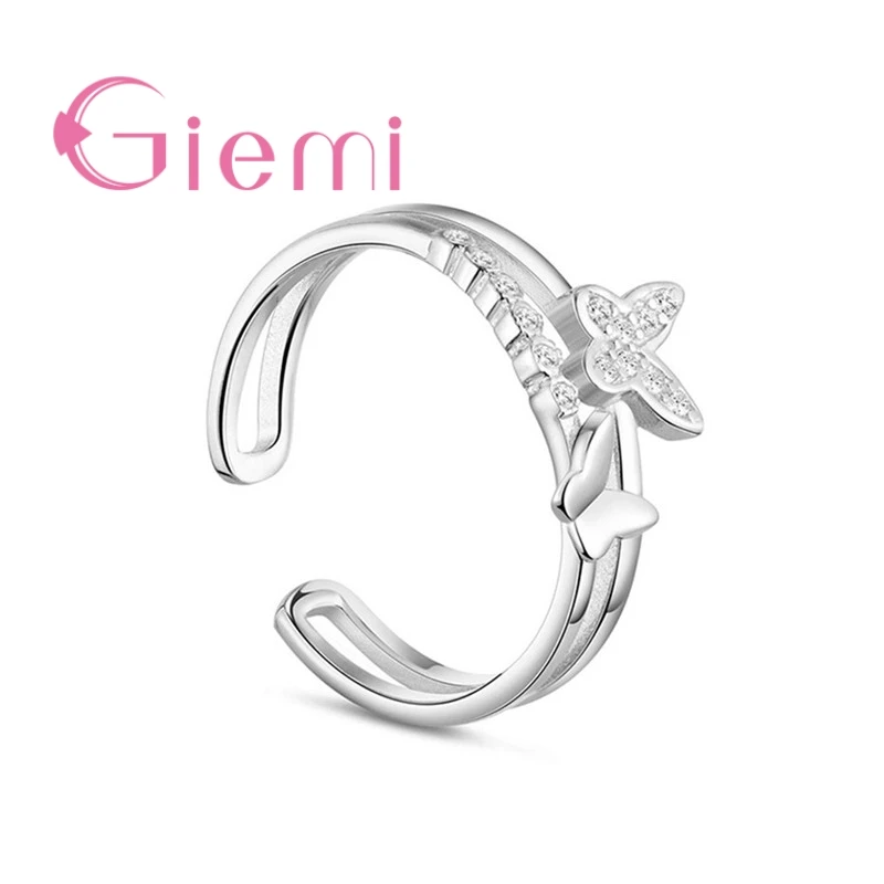 

Romantic Sweet Fish Bone Shape Ring for Cute Girlfriend Birthday Gift Accessories 925 Sterling Silver Cubic Zirconia
