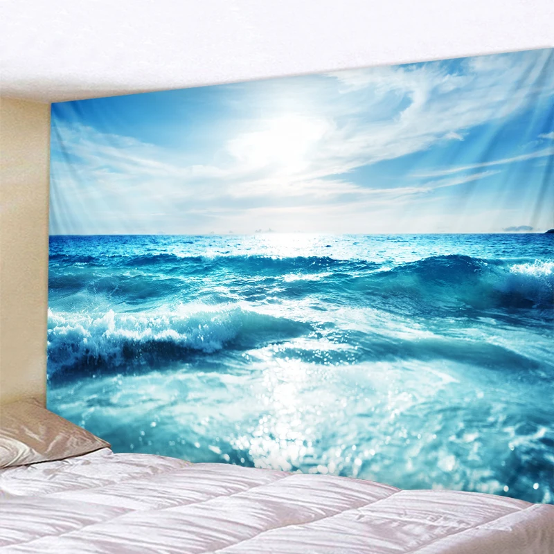 Синий морской воды гобелен с индийской мандалой гобелен настенный гобелен Бохо спальня настенный ковер диван одеяло 6 Размер