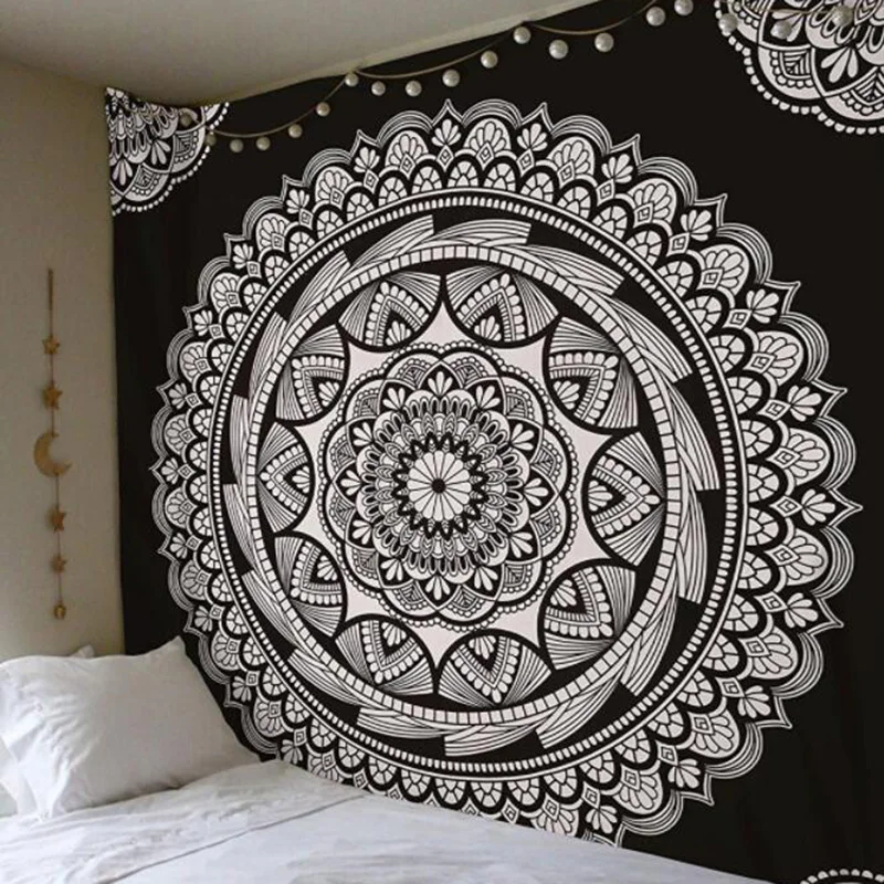 

Indian Mandala Tapestry Tai Chi Wall Hanging Tapestries Hippie Bohemian Black Brown Decorative Wall Carpet Yoga Mats