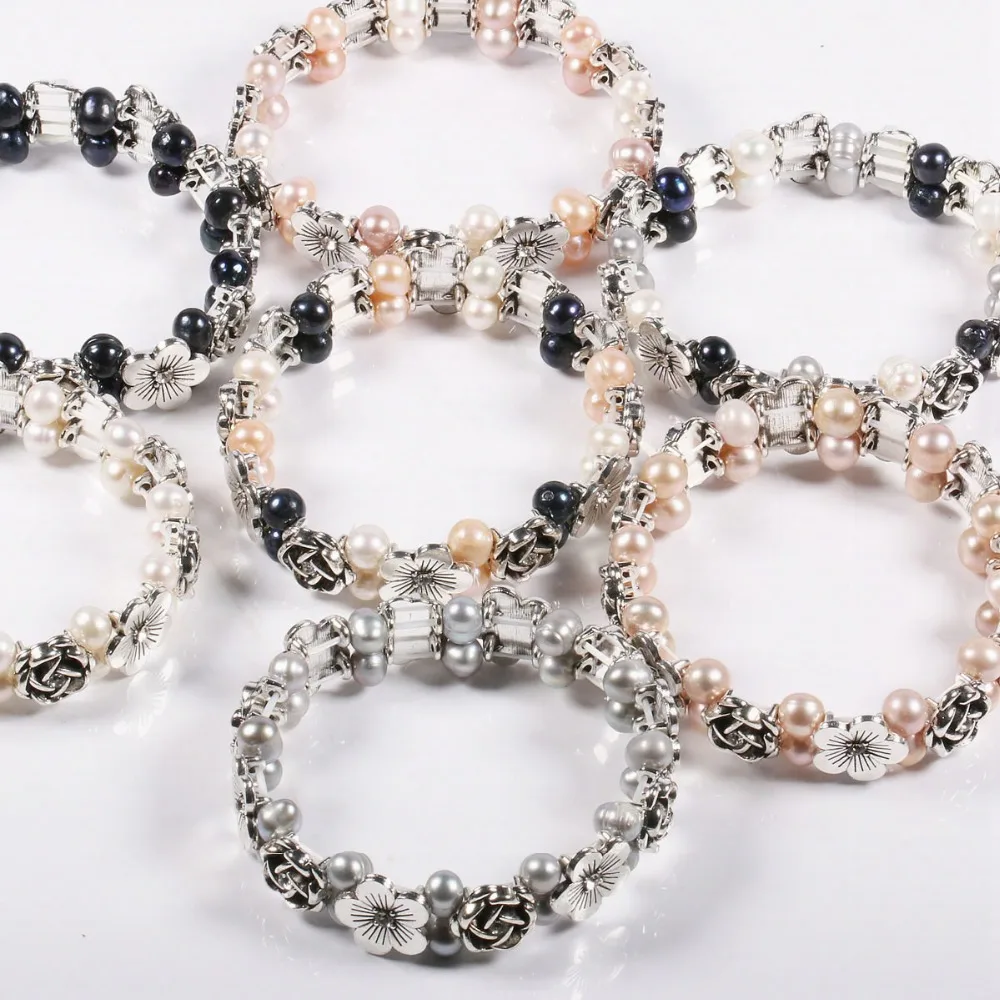 100 Natural Freshwater 6 7 mm Pearl Bracelet Flower High Quality Pearl bracelets for women
